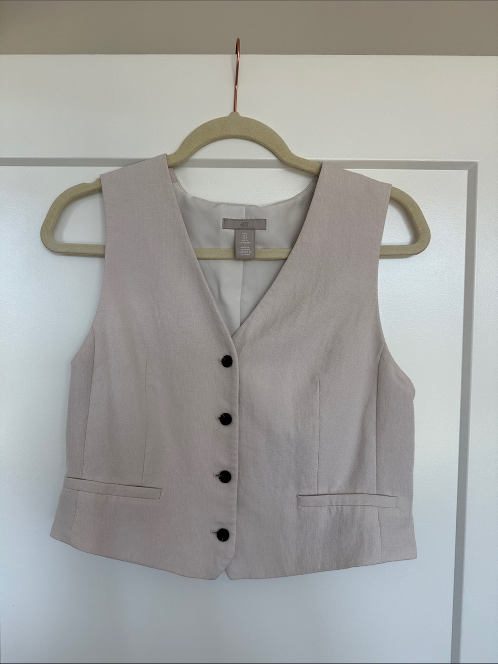 Beige Button-Front Vest